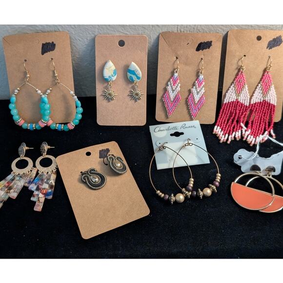Unbranded Jewelry - Lot of Eight Pair Boho Beaded Dangle Post Pierced Earrings